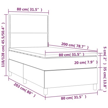 vidaXL Κρεβάτι Boxspring με Στρώμα Σκούρο Μπλε 80 x 200 εκ. Βελούδινο