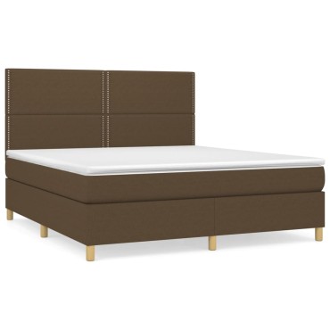 vidaXL Κρεβάτι Boxspring με Στρώμα Σκούρο Καφέ 160x200 εκ Υφασμάτινο