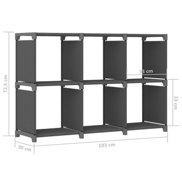vidaXL Ραφιέρα με 6 Κύβους Γκρι 103x30x72,5cm Υφασμάτινη 1 τεμ.