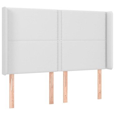 vidaXL Κεφαλάρι με Πτερύγια Λευκό 147x16x118/128cm Συνθ. Δέρμα 1 τεμ.