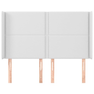 vidaXL Κεφαλάρι με Πτερύγια Λευκό 147x16x118/128cm Συνθ. Δέρμα 1 τεμ.
