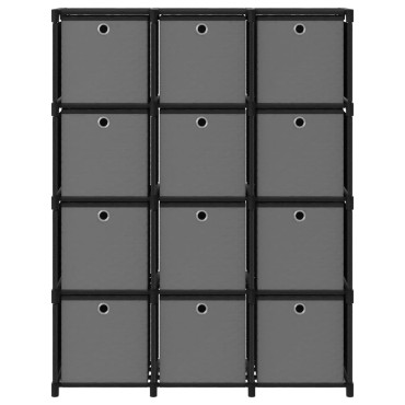 vidaXL Ραφιέρα με 12 Κύβους & Κουτιά Μαύρη 103x30x141cm Υφασμάτινη 1 τεμ.