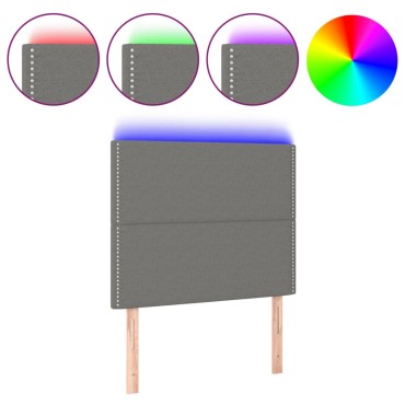 vidaXL Κεφαλάρι Κρεβατιού LED Σκούρο Γκρι 90x5x118/128cm Υφασμάτινο 1 τεμ.