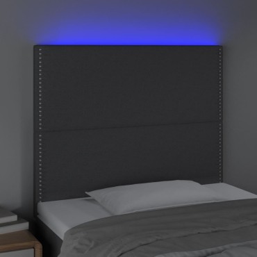 vidaXL Κεφαλάρι Κρεβατιού LED Σκούρο Γκρι 90x5x118/128cm Υφασμάτινο 1 τεμ.