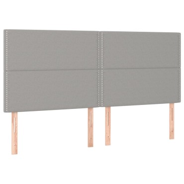 vidaXL Κεφαλάρι Κρεβατιού LED Ανοιχτό Γκρι 160x5x118/128cm Υφασμάτινο 1 τεμ.