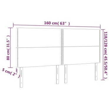 vidaXL Κεφαλάρι Κρεβατιού LED Ροζ 160x5x118/128cm Βελούδινο 1 τεμ.