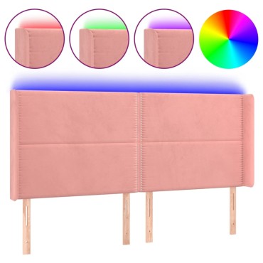vidaXL Κεφαλάρι Κρεβατιού LED Ροζ 163x16x118/128cm Βελούδινο 1 τεμ.