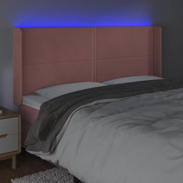 vidaXL Κεφαλάρι Κρεβατιού LED Ροζ 163x16x118/128cm Βελούδινο 1 τεμ.