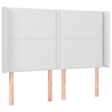 vidaXL Κεφαλάρι Κρεβατιού LED Λευκό 147x16x118/128cm Συνθετ. Δέρμα 1 τεμ.