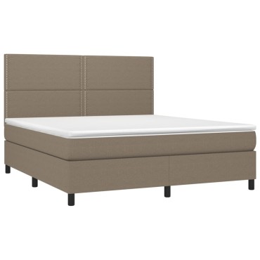 vidaXL Κρεβάτι Boxspring με Στρώμα Taupe 160x200cm Υφασμάτινο 1 τεμ. - Διπλό