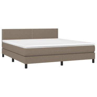 vidaXL Κρεβάτι Boxspring με Στρώμα & LED Taupe 180x200 εκ. Υφασμάτινο