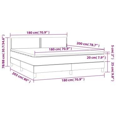 vidaXL Κρεβάτι Boxspring Στρώμα&LED Καπουτσίνο 180x200 εκ. Συνθ. Δέρμα