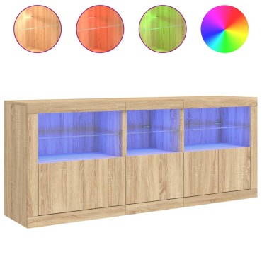 vidaXL Ντουλάπι με LED Sonoma Δρυς 162x37x67cm 1 τεμ.