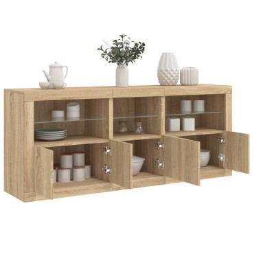 vidaXL Ντουλάπι με LED Sonoma Δρυς 162x37x67cm 1 τεμ.