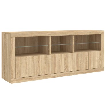 vidaXL Ντουλάπι με LED Sonoma Δρυς 162x37x67cm 1 τεμ.