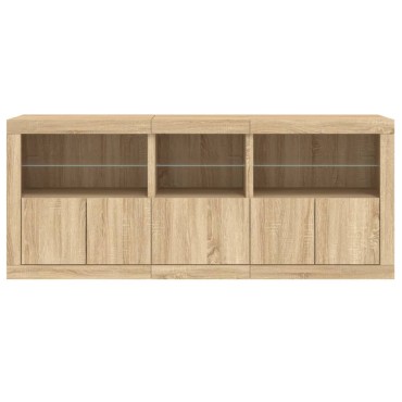 vidaXL Ντουλάπι με LED Sonoma Δρυς 162x37x67cm 1 τεμ.
