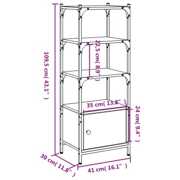 vidaXL Βιβλιοθήκη 3 Επιπέδων Καπν. Δρυς 41x30x109,5cm Επεξεργ. Ξύλο 1 τεμ.