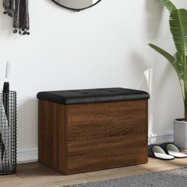 vidaXL Παγκάκι Αποθήκευσης Καφέ Δρυς 62x42x45cm από Επεξ. Ξύλο 1 τεμ.
