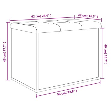 vidaXL Παγκάκι Αποθήκευσης Καφέ Δρυς 62x42x45cm από Επεξ. Ξύλο 1 τεμ.