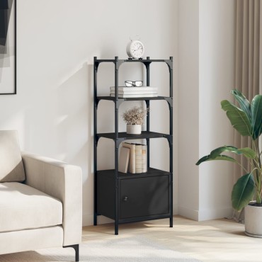 vidaXL Βιβλιοθήκη 3 Επιπέδων Μαύρη 41x30x109,5cm Επεξεργ. Ξύλο 1 τεμ.