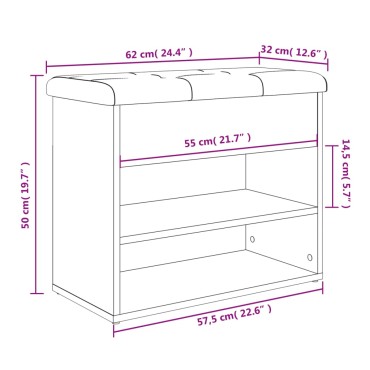 vidaXL Παπουτσοθήκη Γκρι Sonoma 62x32x50cm από Επεξεργασμένο Ξύλο 1 τεμ.