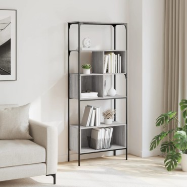 vidaXL Βιβλιοθήκη 5 Επιπέδων Γκρι Sonoma 76x33x188,5cm Επεξεργ. Ξύλο 1 τεμ.