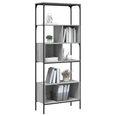 vidaXL Βιβλιοθήκη 5 Επιπέδων Γκρι Sonoma 76x33x188,5cm Επεξεργ. Ξύλο 1 τεμ.