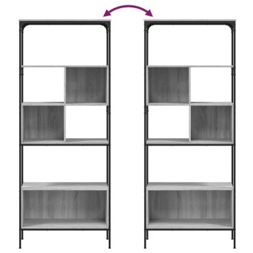 vidaXL Βιβλιοθήκη 5 Επιπέδων Γκρι Sonoma 76x33x188,5cm Επεξεργ. Ξύλο 1 τεμ.