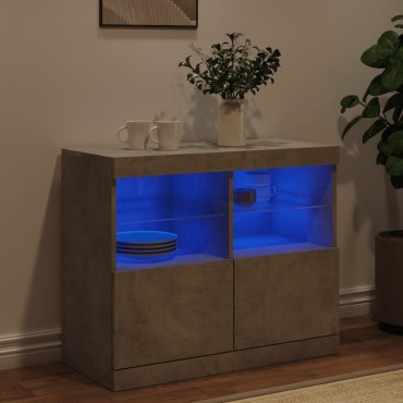 vidaXL Μπουφές με LED Γκρι Σκυροδέματος 81x37x67cm 1 τεμ.