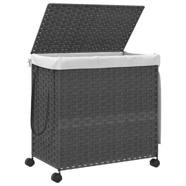 vidaXL Καλάθι Άπλυτων με Τροχούς Γκρι 60x35x60,5 εκ. από Ρατάν