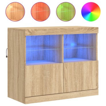 vidaXL Ντουλάπι με LED Sonoma Δρυς 81x37x67cm 1 τεμ.