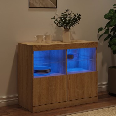 vidaXL Ντουλάπι με LED Sonoma Δρυς 81x37x67cm 1 τεμ.