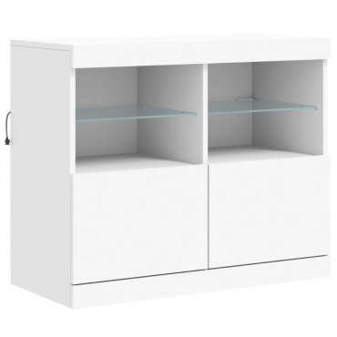 vidaXL Μπουφές με Φώτα LED Λευκός 81x37x67cm 1 τεμ.