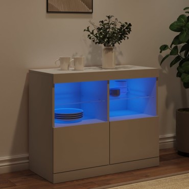 vidaXL Μπουφές με Φώτα LED Λευκός 81x37x67cm 1 τεμ.