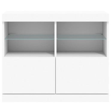vidaXL Μπουφές με Φώτα LED Λευκός 81x37x67cm 1 τεμ.