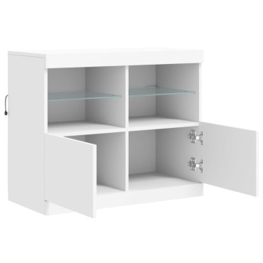 vidaXL Μπουφές με Φώτα LED Λευκός 81x37x67cm 1 τεμ.
