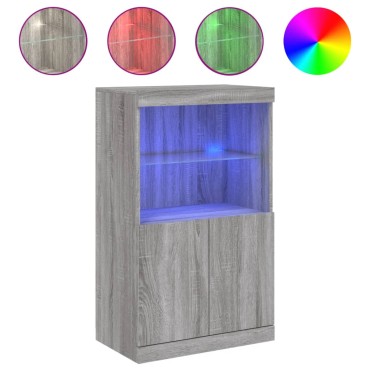 vidaXL Μπουφές με LED Γκρι Sonoma 60,5x37x100cm 1 τεμ.