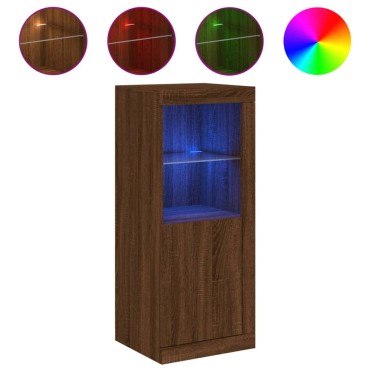 vidaXL Μπουφές με Φώτα LED Καφέ Δρυς 41x37x100cm 1 τεμ.