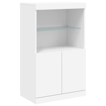vidaXL Μπουφές με Φώτα LED Λευκός 60,5x37x100cm 1 τεμ.
