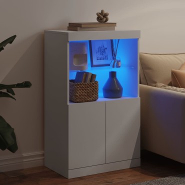 vidaXL Μπουφές με Φώτα LED Λευκός 60,5x37x100cm 1 τεμ.