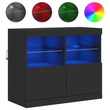 vidaXL Μπουφές με LED Μαύρος 81x37x67cm 1 τεμ.
