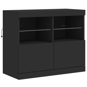 vidaXL Μπουφές με LED Μαύρος 81x37x67cm 1 τεμ.