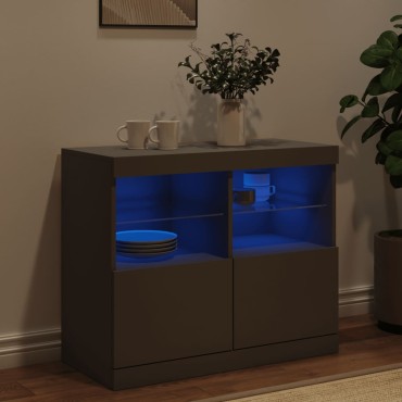 vidaXL Μπουφές με LED Μαύρος 81x37x67cm 1 τεμ.