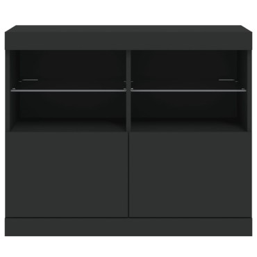 vidaXL Μπουφές με LED Μαύρος 81x37x67cm 1 τεμ.