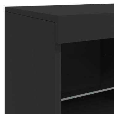 vidaXL Μπουφές με LED Μαύρος 81x37x67cm 1 τεμ.