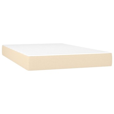 vidaXL Κρεβάτι Boxspring με Στρώμα & LED Κρεμ 120x200cm Υφασμάτινο 1 τεμ. - Μονό