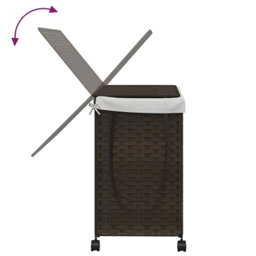 vidaXL Καλάθι Άπλυτων με Τροχούς Σκούρο Καφέ 60x35x60,5 εκ. από Ρατάν