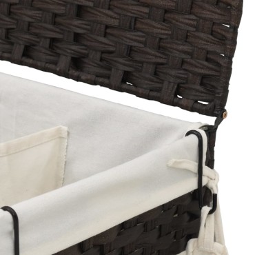 vidaXL Καλάθι Άπλυτων με Τροχούς Σκούρο Καφέ 60x35x60,5 εκ. από Ρατάν