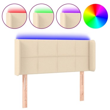 vidaXL Κεφαλάρι Κρεβατιού LED Κρεμ 83x16x78/88cm Υφασμάτινο 1 τεμ.