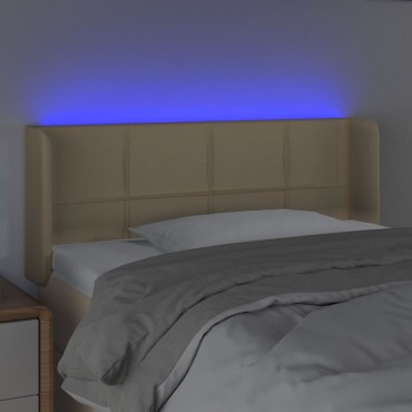 vidaXL Κεφαλάρι Κρεβατιού LED Κρεμ 83x16x78/88cm Υφασμάτινο 1 τεμ.